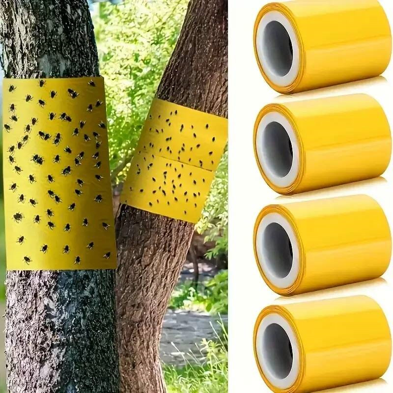Yellow Sticky Insect Trap Roll PE Adhesive Fly Trap Tape for Greenhouse, Orchard, Garden and Agricultural Pest Control